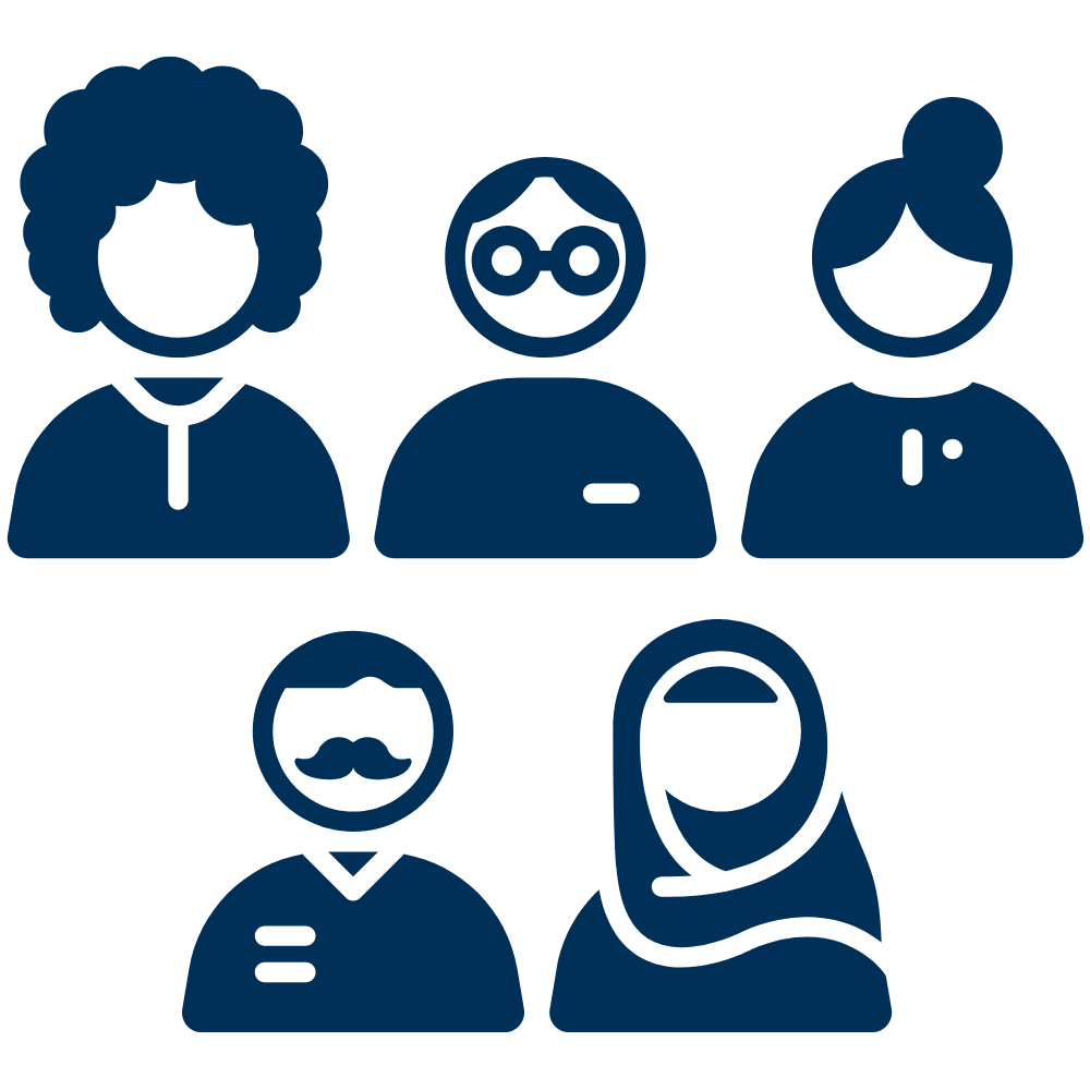Diversity Icon. 5 unique individuals.